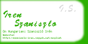 iren szaniszlo business card